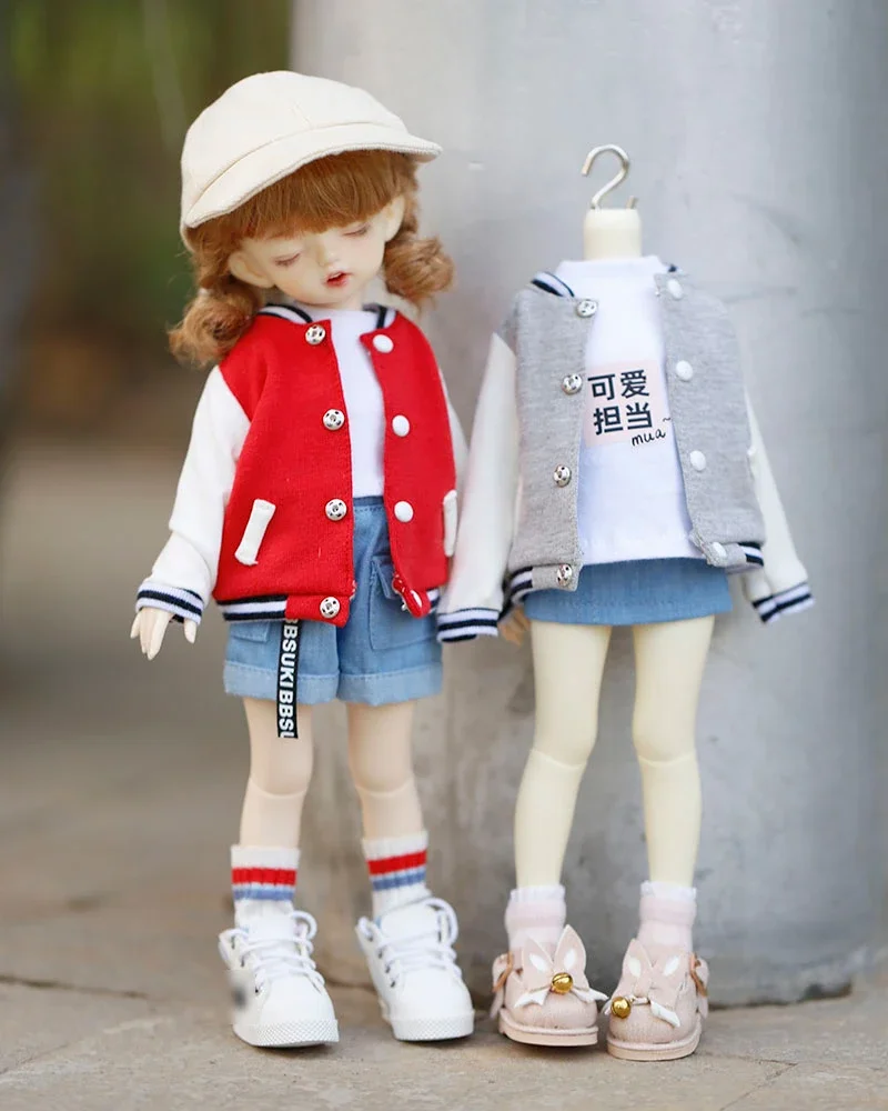 1/6 Bjd Doll Clothes School Uniform Baseball Uniform Jacket Short-sleeved T-shirt Shorts or Skirt for Yosd, 30 Cm Doll Clothes