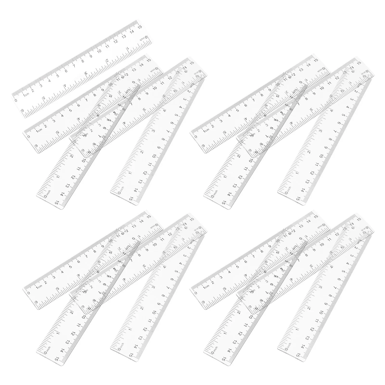 25Pcs 투명 플라스틱 측정 눈금자 정밀 이중 목적 가장자리 부드럽고 거칠지 않은 다목적 드로잉 눈금자 학교용