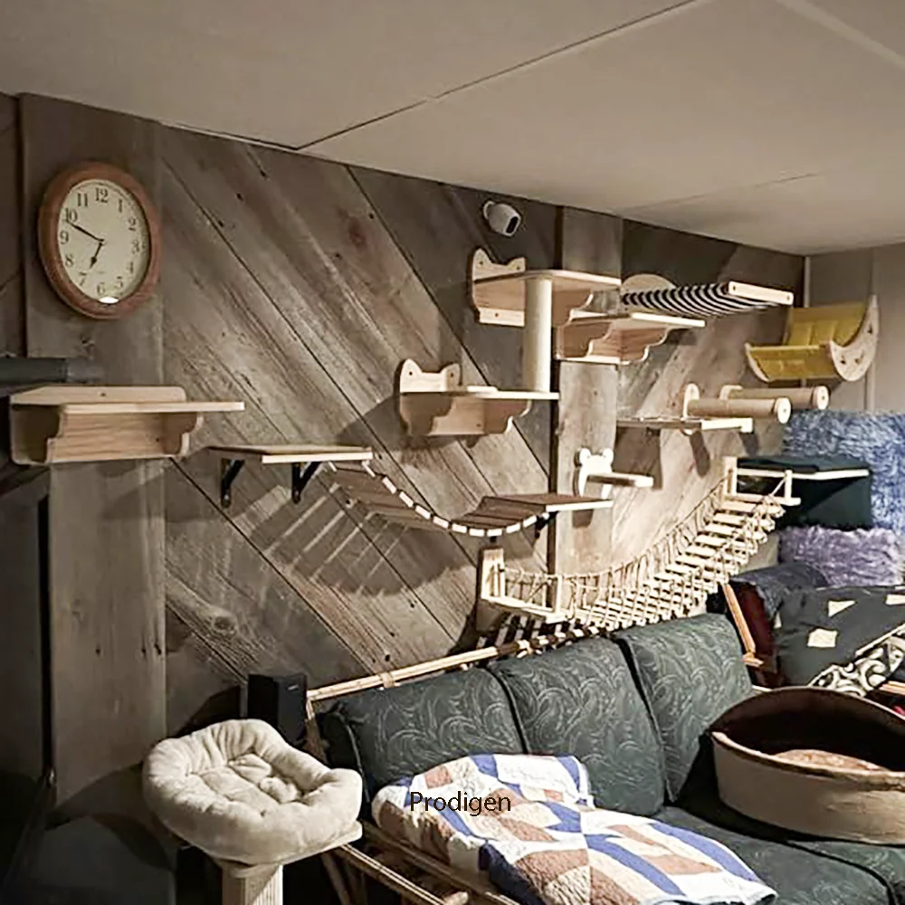 Living Room Diy Cat Scratching Tree DIY Wooden Floor-to-Ceiling