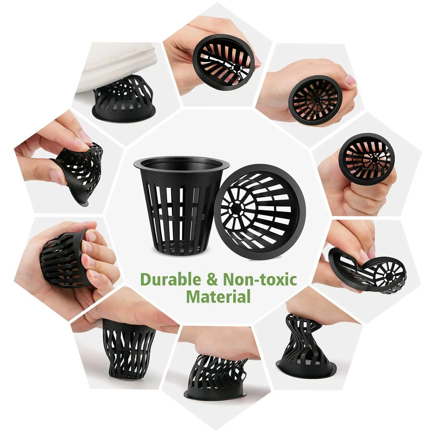 60 Pack 2 Inch Net Cups Slotted Mesh Wide Lip Filter Plant Net Pot Bucket Basket for Hydroponics plant net pot