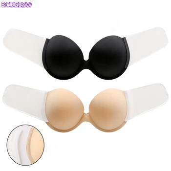 Thin Mold Cup Strapless Bras Side Wing Stick Backless Bra Adhesive Bra Sticky Underwire Invisible Bras Nude Bra Under