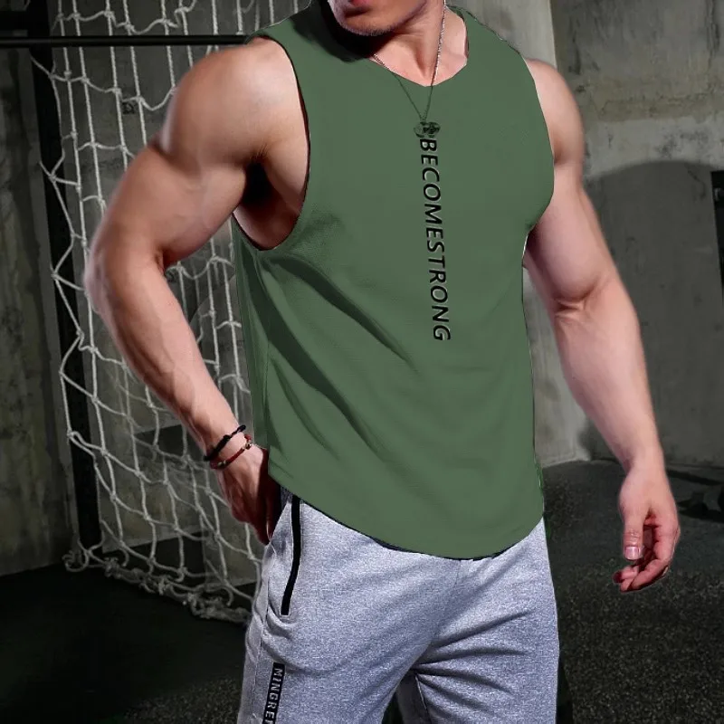 Męskie koszulki do eksponowania mięśni zacieru szybko schnący koszulki bez rękawów odciąć Slim Fit na siłownię podkoszulek