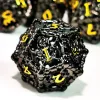 DnD Metal Dice Set - 7 Piece Zinc Alloy Polyhedral Dice, Yellow Patterned for RPG, Dungeons & Dragons Tabletop Games 3