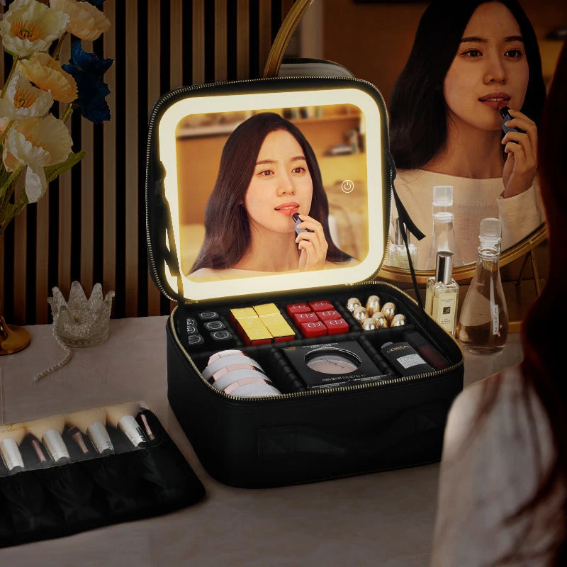 2022 New Smart LED Makeup bag With Mirror With Compartments