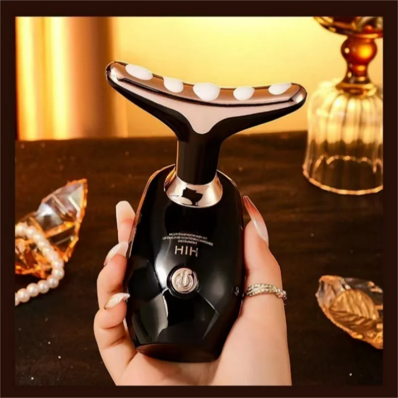 Gold Electric Facial Beauty Instrument Lifting And Firming Facial Eye Massager Household Vibration Ultrasonic Massager 4