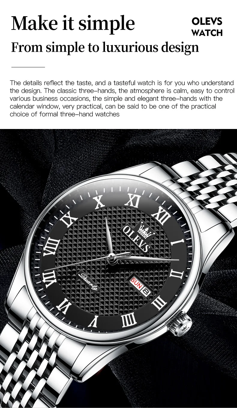 OLEVS 5562 Men's Luxury Stainless Steel Watch description image 3