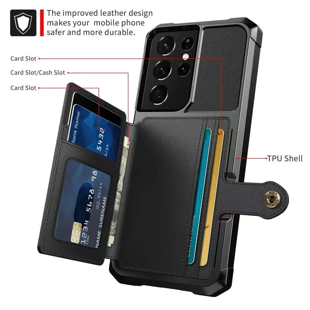 for Samsung Galaxy S21 Ultra Plus Credit Card Case PU Leather Flip Wallet Cover with Photo Holder Hard Back Cover for S21 Ultra