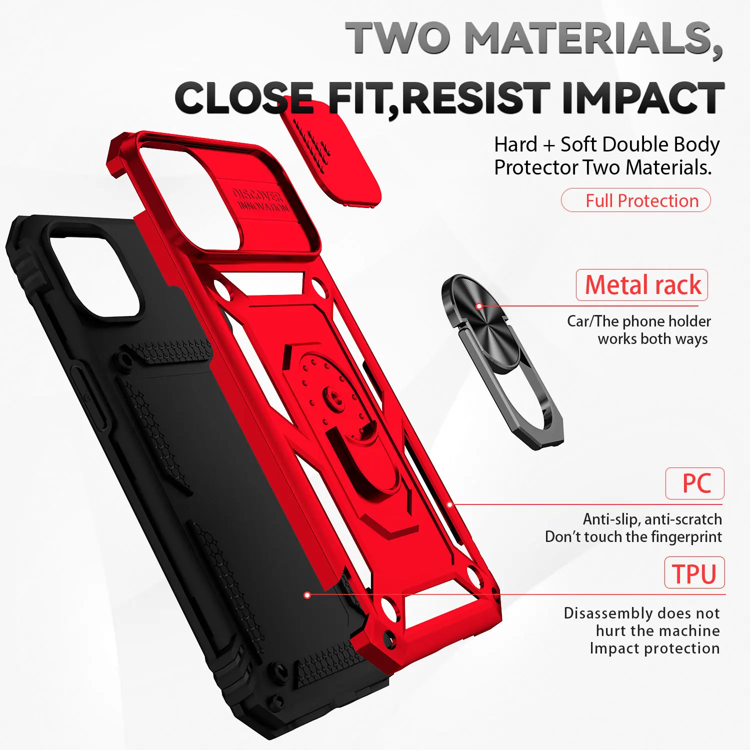 Armor Shockproof Magnetic Ring Stand Holder Case - Enhanced Protection Back Cover