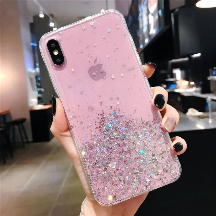 Luxury Gradient Glitter Star Soft Clear TPU Phone Case