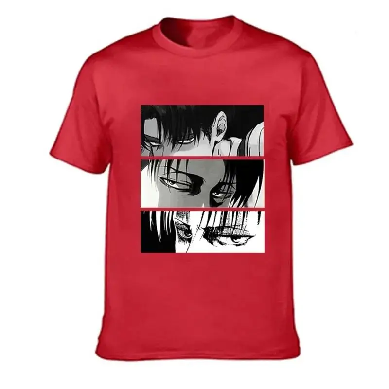 Men T-shirts Japanese Anime Attack On Titan Levi Ackerman Eye Punk Tops Summer Harajuku Oversized Gothic Short Sleeve T-shirt