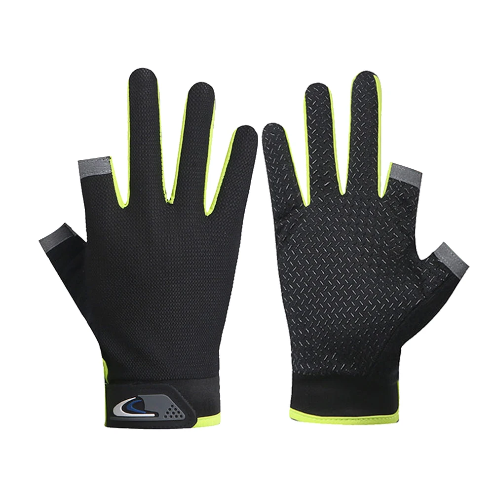 1 Pair Cycling Gloves 2 Cut Fingers Sport Cycling Mitten Men Women Breathable Anti-slip Antiskid Fishing Wear for Pesca Fitness