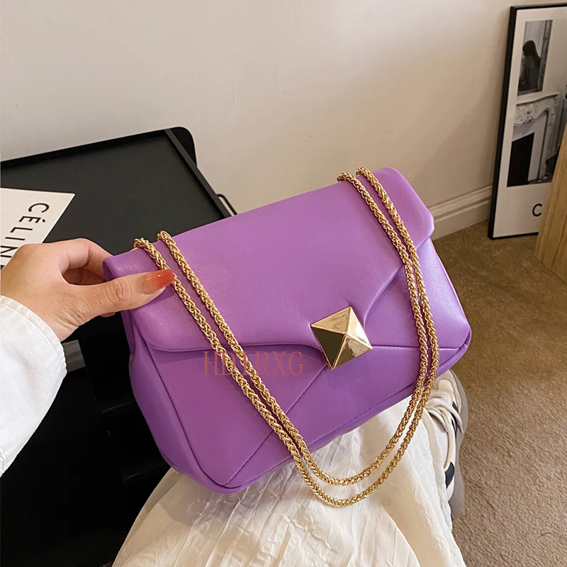 

Luxury Purple Women's Single Shoulder Bag Pu Leather Ladies Bag Femme Designer Handbag Purse Flap Messenger Bag Brand Sac A Main