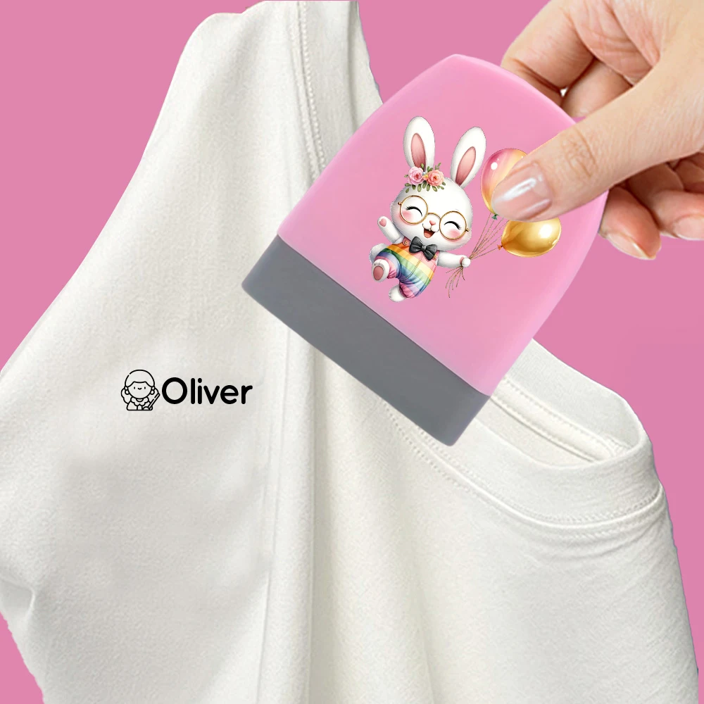 Cartoon Rabbit Customized Name Stamps for Kids Personalized Waterproof Stamp for Clothing Name Seal Student&Child