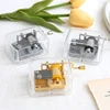 1pc Mini Creative Acrylic Music Box Hand Windup Metal Movement Octave Box Transparent Birthday Valentine's Day New Year Gift 2