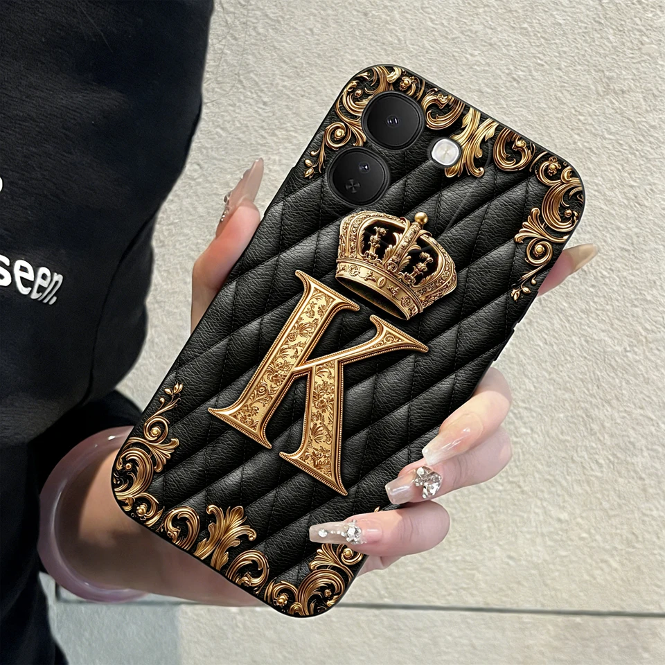 Luxury Crown Letters Pattern High-Quality Matte Silicone Shockproof Phone Case