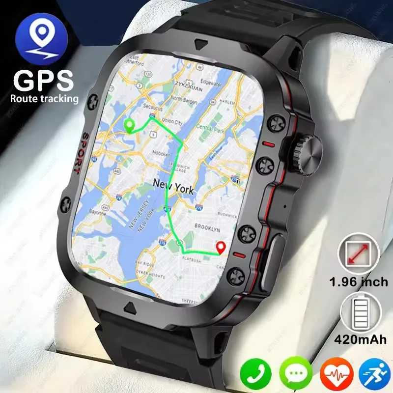 Smart Watch 2025 For Xiaomi New Rugged Military GPS Smart Watch Men Bluetooth Call Health Monitoring AI Voice Sports Waterproof Smartwatches