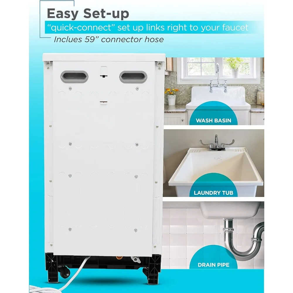 18&rdquo; Portable Dishwasher, Compact Dish Washer with 8-Place Setting Capacity, Stainless Steel Tub, 6 Wash Programs