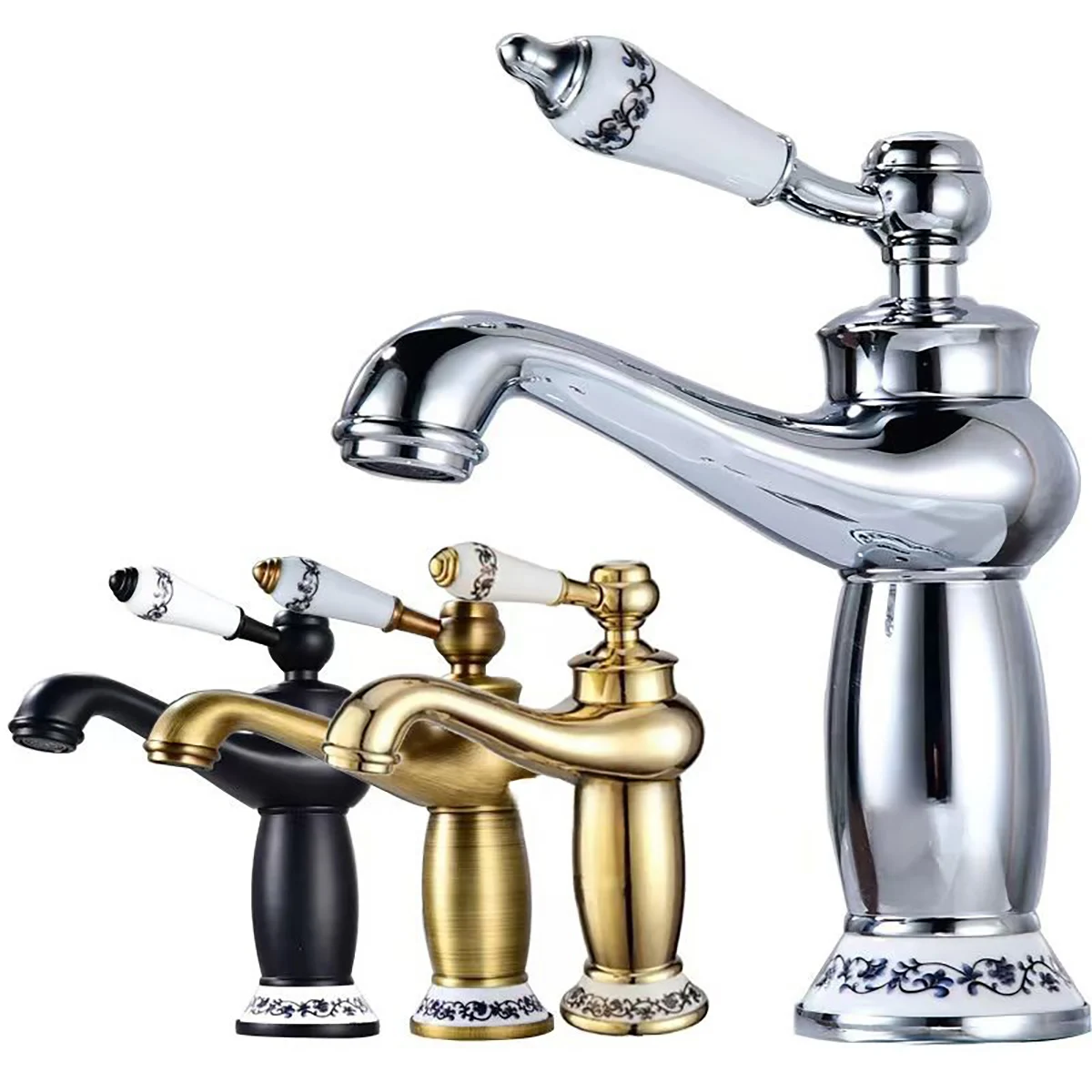 Vintage copper basin faucet modern single hole bathroom sink faucet tall and short two styles bathroom basin faucet Without pipe