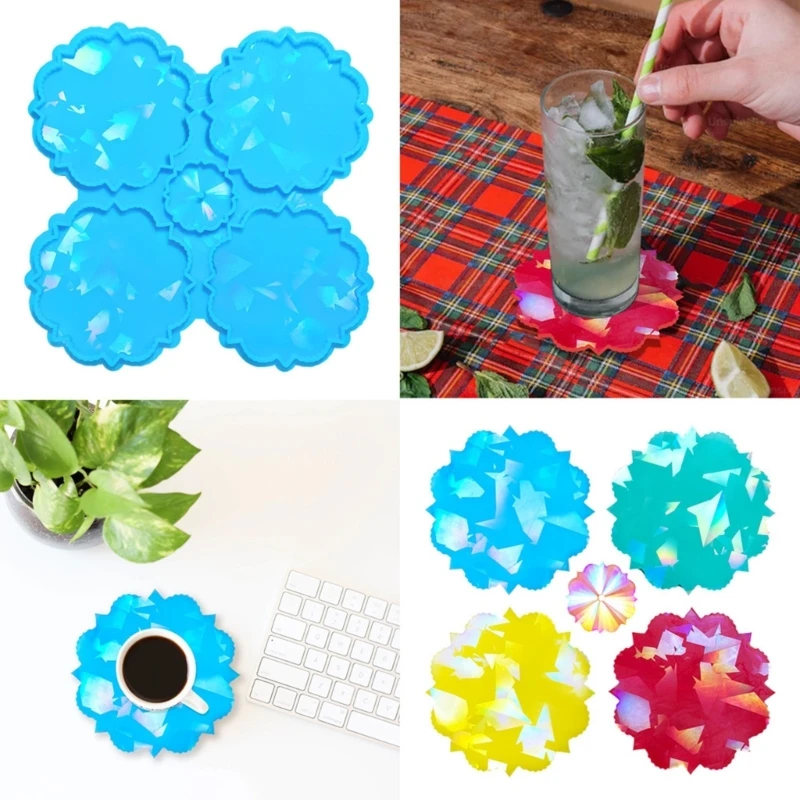 

B36D Голографические формы для подставок для литья смолы Силиконовые формы Круглые цветочные эпоксидные смолы