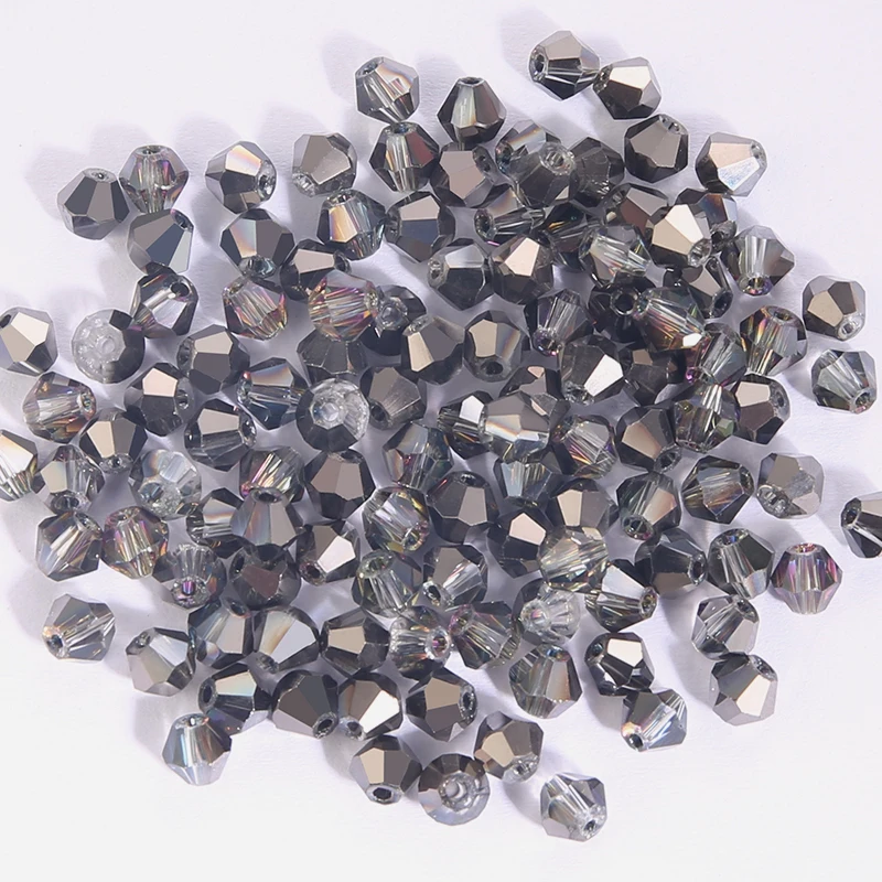 100Pcs 4MM Faceted Crystal Glass Bicone Beads for Jewelry Making and DIY Crafts