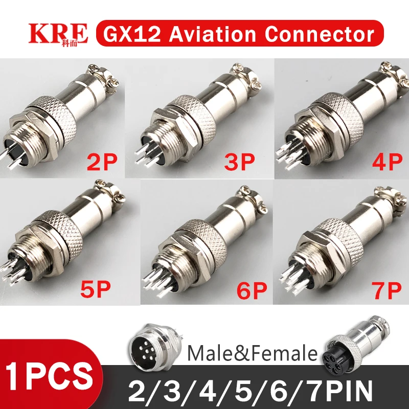 

KRE GX12 2/3/4/5/6/7 Pin Male Socket Female Plug 12mm L88-93 5A 125V Circular Aviation Wire Panel Connector