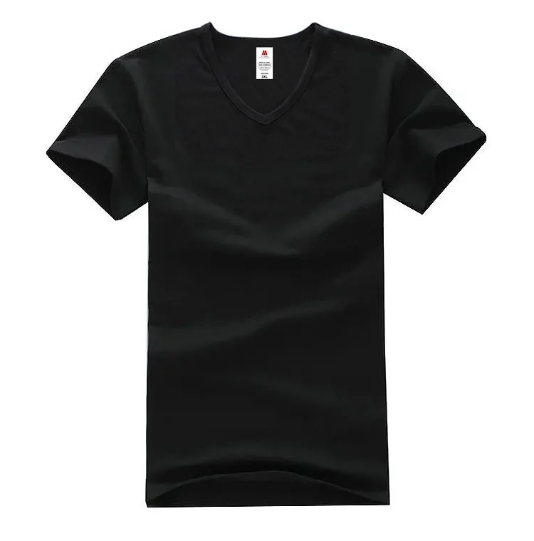MYDBSH Elastic Cotton Mens T Shirts Big size Fitness Men T-Shirt Homme Fashion V Neck Short Sleeve Solid Color 2024 Casual Tees