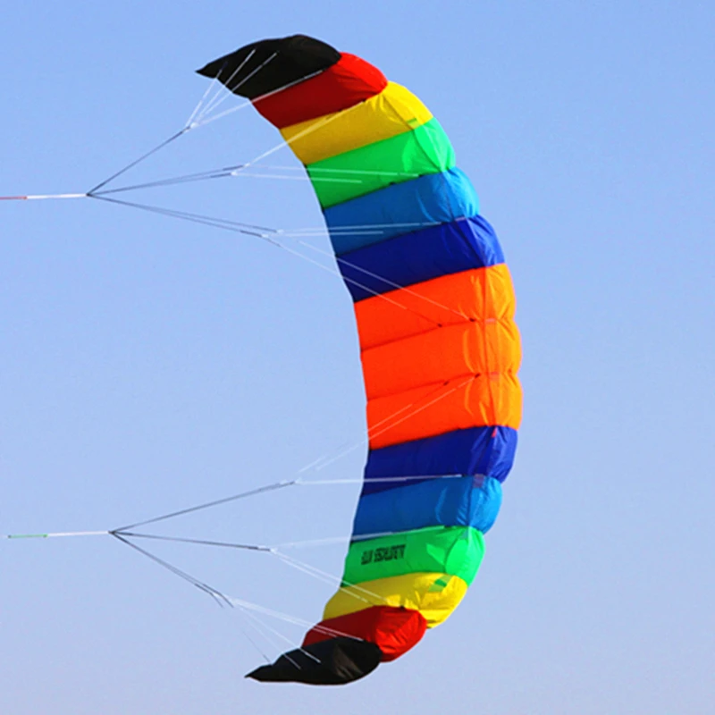 free shipping dual Line Stunt flying power Kite rainbow large soft kites for adults serf steering wheel windsurfing kevlar line 2