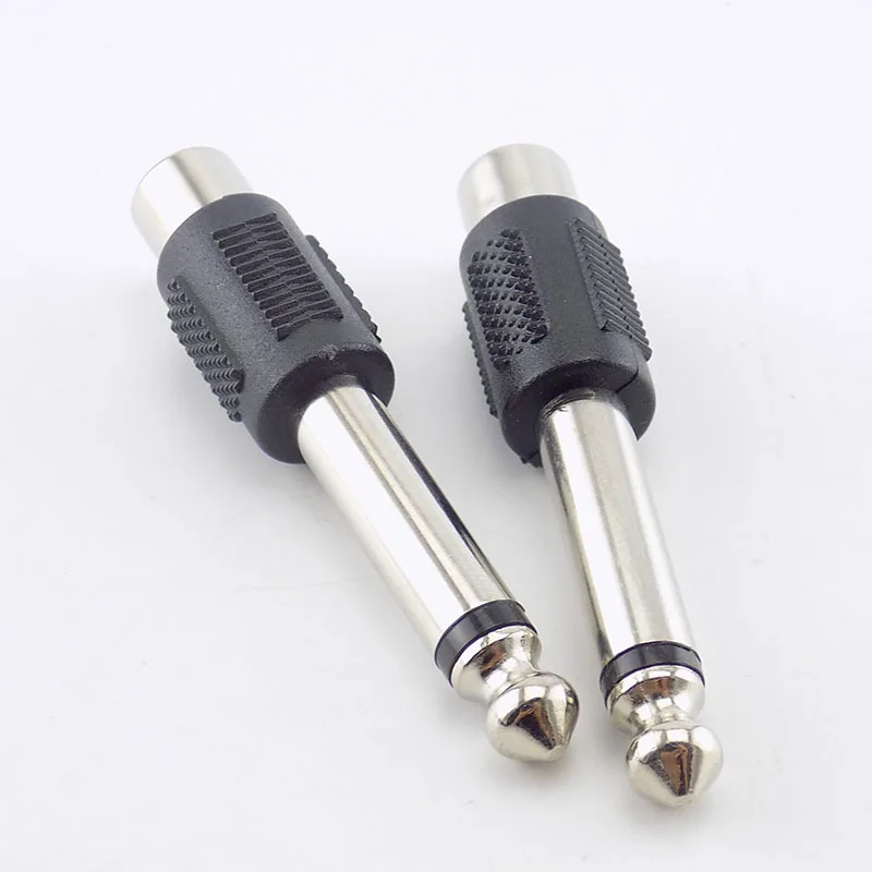 RCA Female Jack to 6.35mm 1/4" Male Mono Plug Audio Adapter Connector for DIY FM Microphone 10Pcs audio conversion cable