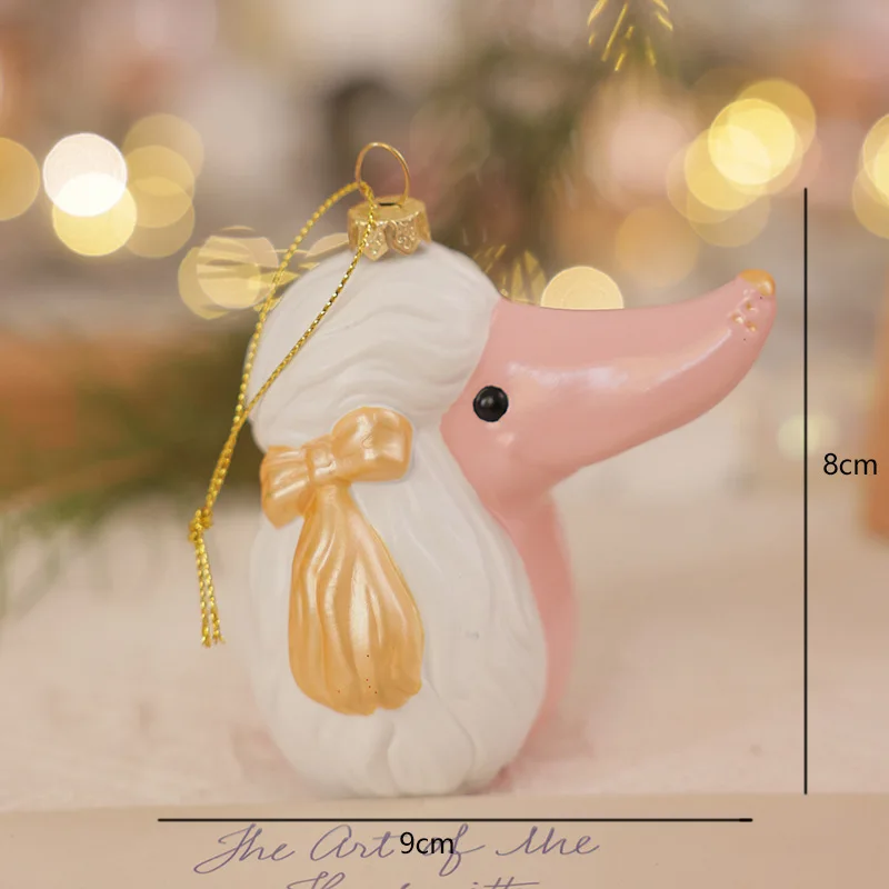 Nueva guirnalda decorativa colgante navideña de color rosa, caja de regalo para coche, adorno para árbol de Navidad, soldado, bola de plástico para adorno navideño