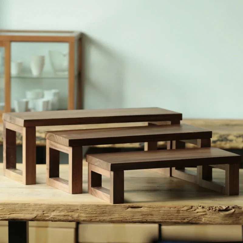 

Художественный стеллаж для хранения стаканчиков из массива дерева, настольное украшение для косметики и чайного набора, демонстрационная полка, элегантный аксессуар для дома