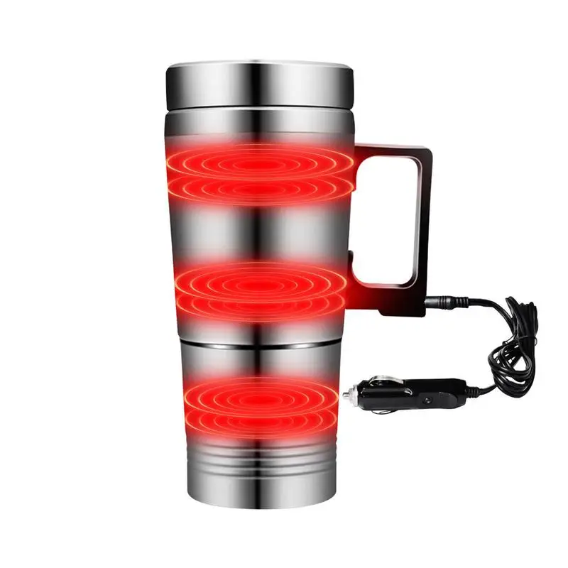 

Auto Cup Heater 12V 24V Electric Heating Bottle Drink Water Thermal Kettle Mug Cup With Lighter Cable Travel Mug 300ML