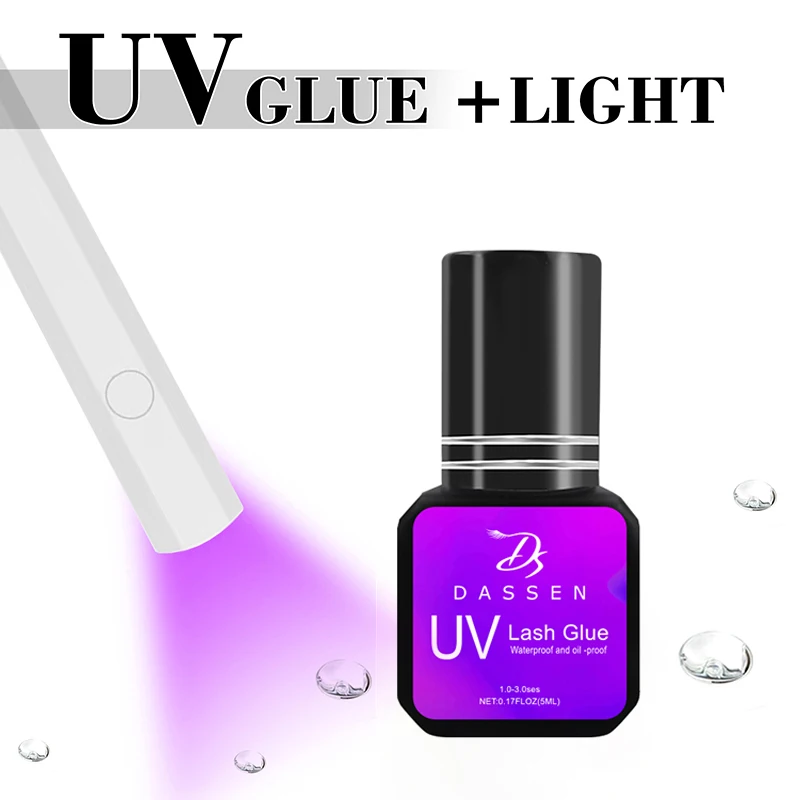 Dassen 5Ml Extension Ciglia Colla Uv Impermeabile Innesto Duraturo Ciglia Colla Colla Adesiva Ad Asciugatura Rapida Lampada Uv Colla Per Ciglia
