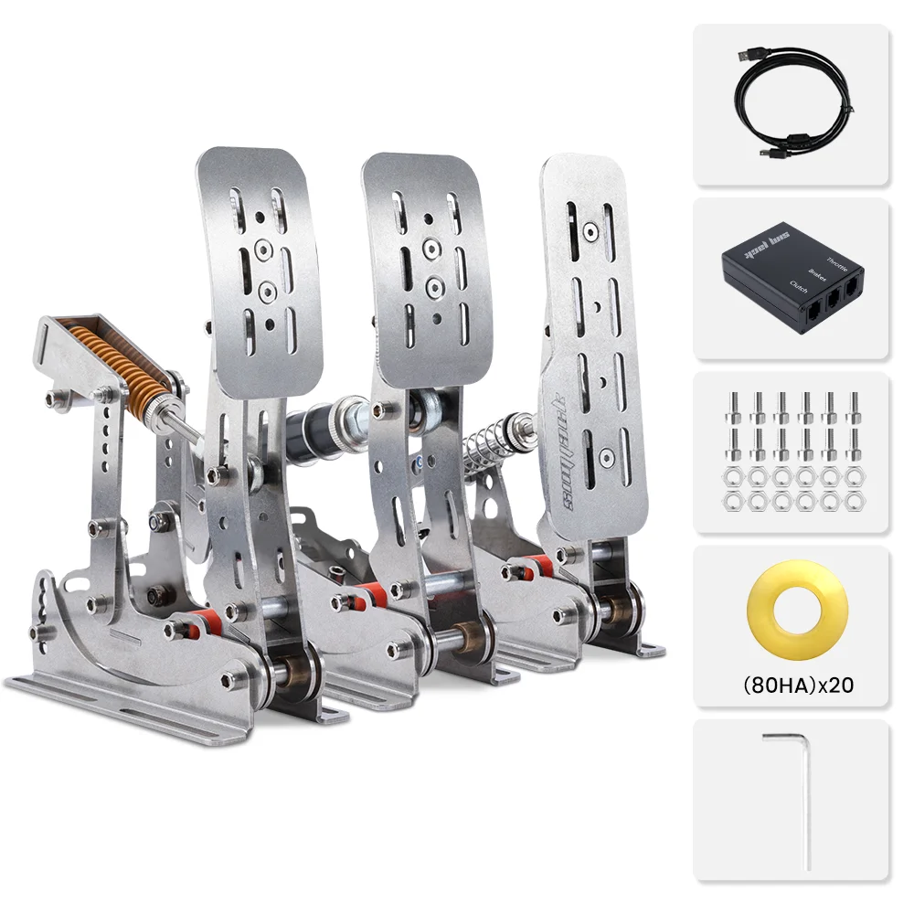 SIMSONN Pédales hydrauliques simulateur de course Pro Plus X Racing Sim, pédales de course SIM, moteur à vibrations VAM, VAM RPO