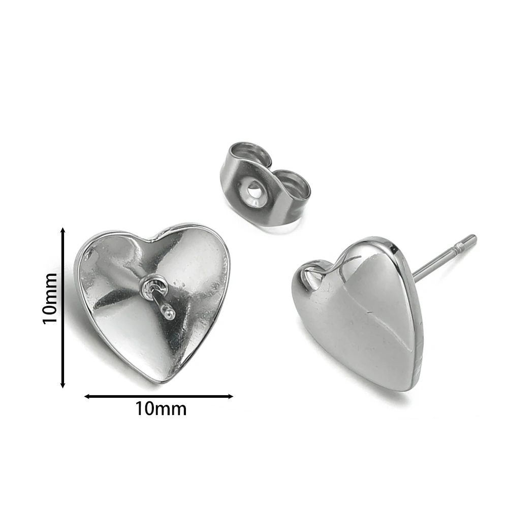 10 Stück Edelstahl Blank Post Ohrstecker Basisstifte mit Ohrringstecker Ohrrücken für DIY Schmuckherstellung Zubehör Kein Verblassen – Detail 5