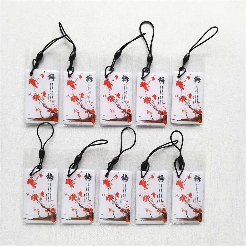 Multiple Patterns IC 13.56MHz UID Writable Rewritable Waterproof Keyfobs Key Tag Changeable S50 1K RFID Pendant Ring Card 10Pcs 5