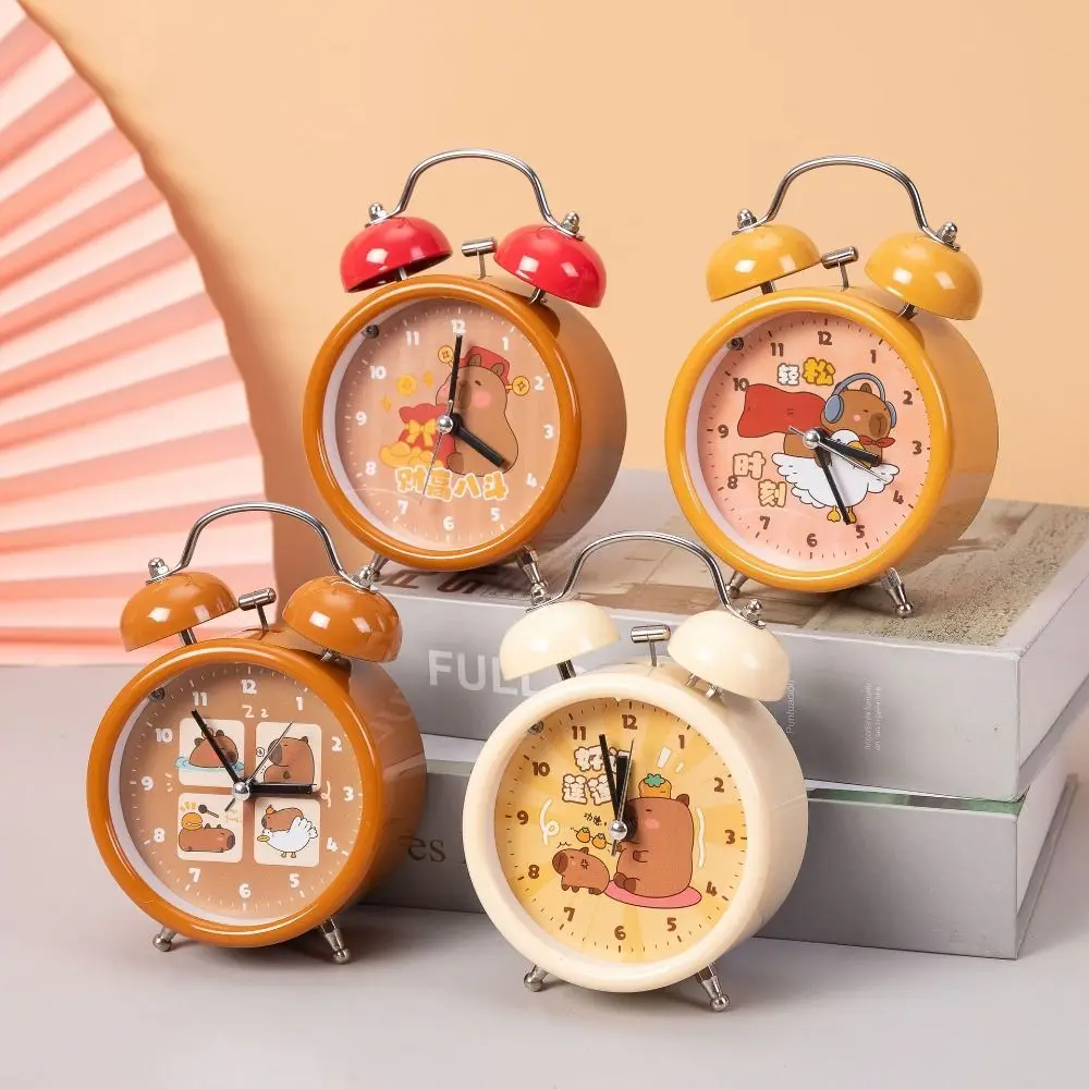 Cute Capybara Children Alarm Clock Double Bell Home Decoration Clock Mechanical Alarm Desk Digital Clock Table Clock