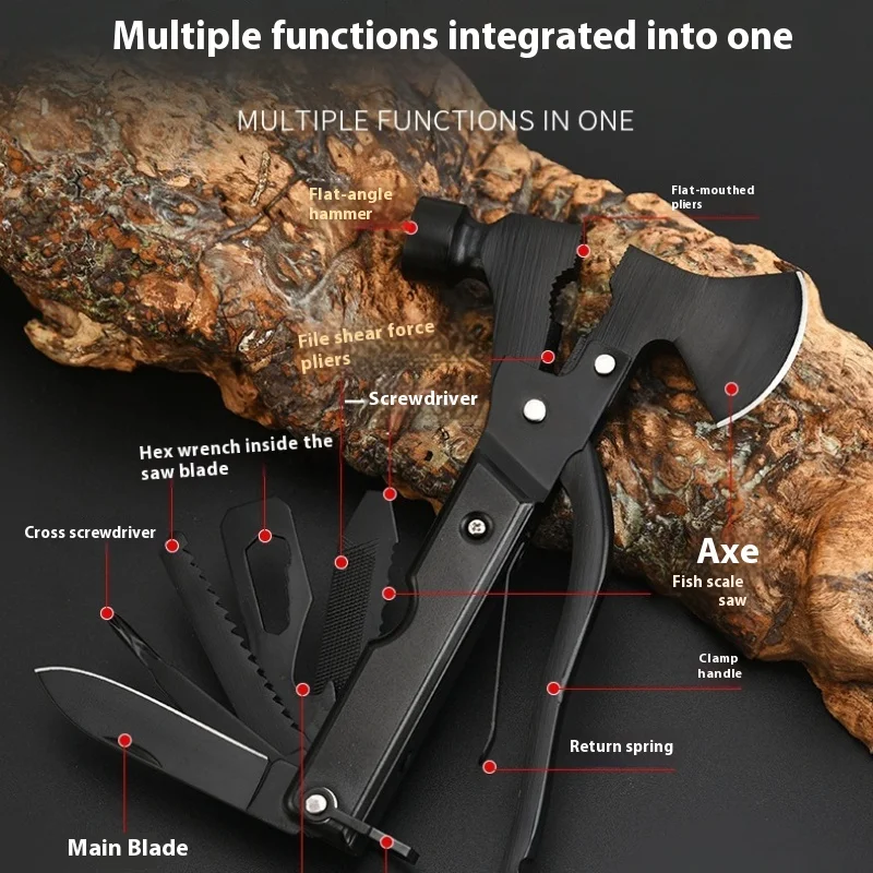 Multi-function Axe Hammer Portable Outdoor Tool Stainless Steel Car Rescue Hammer Window Breaker for Hiking Climbing Fishing outdoor axe