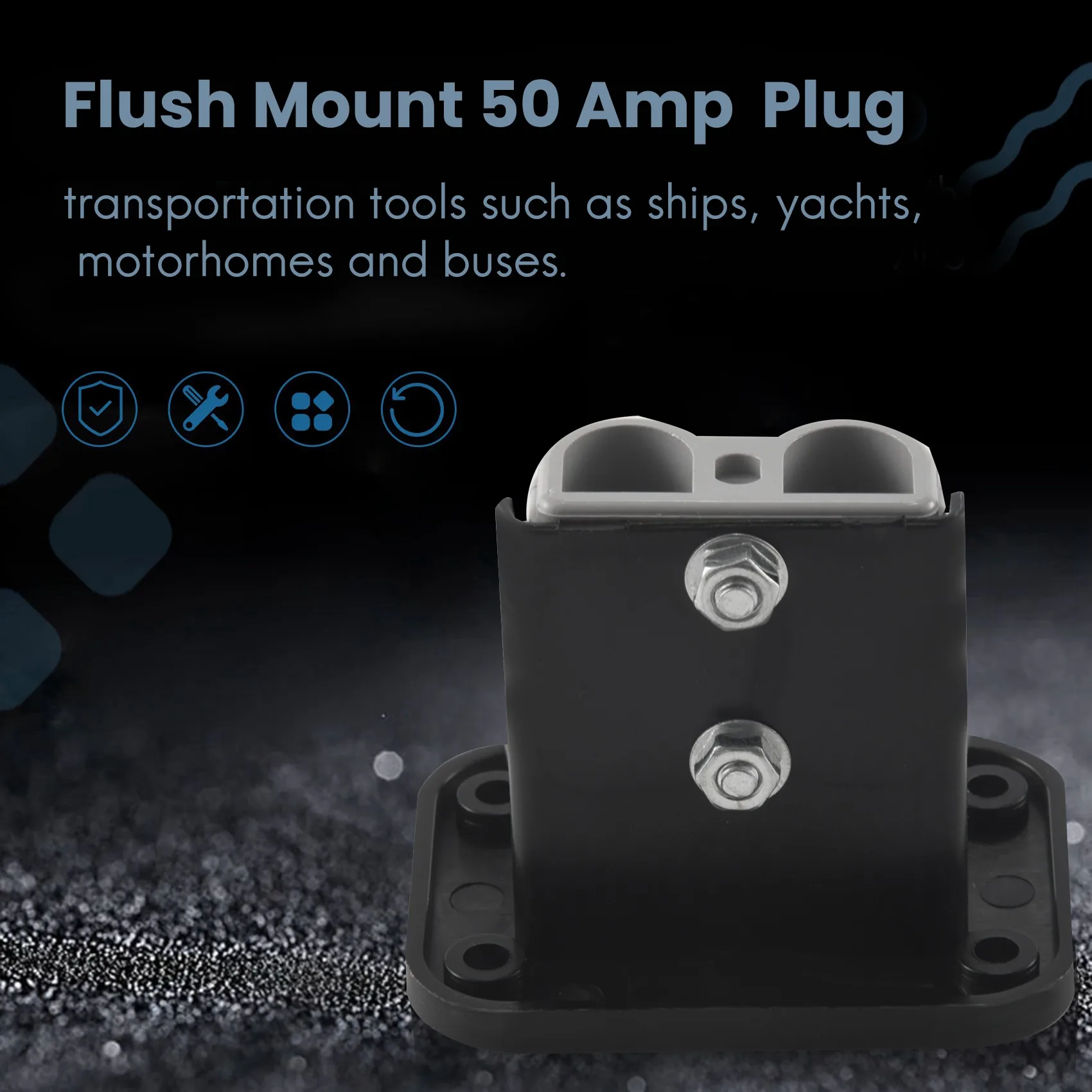 앤더슨 플러그 장착 브래킷 패널 커버, 캐러밴 캠핑 보트 트럭용 플러시 마운트, 50 Amp