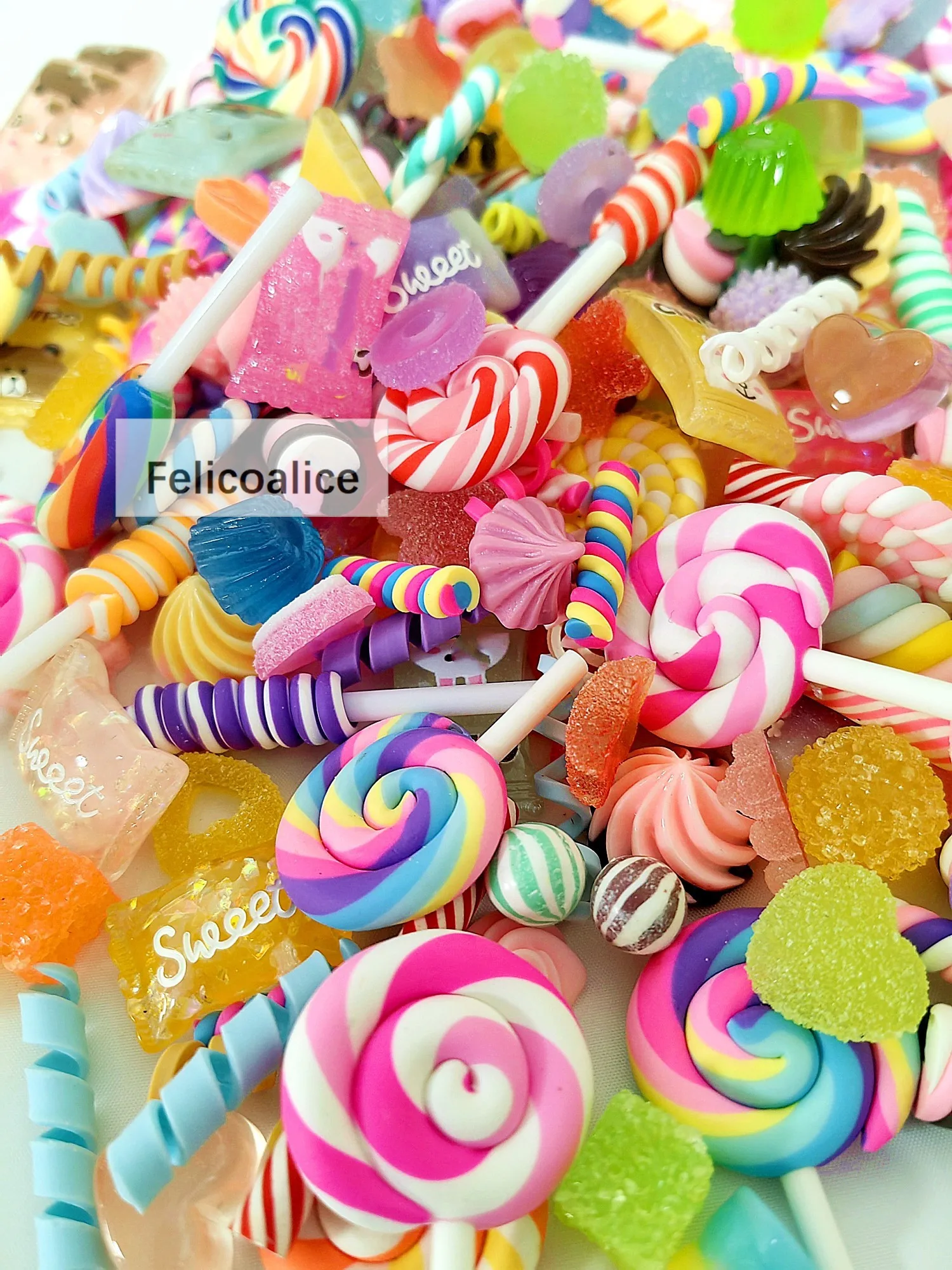 15 Stücke Neue Nette Harz Candy Lollipop Serie Flache Rückseite Scrapbooking DIY Schmuck Handwerk Dekoration Zubehör – Detail 5