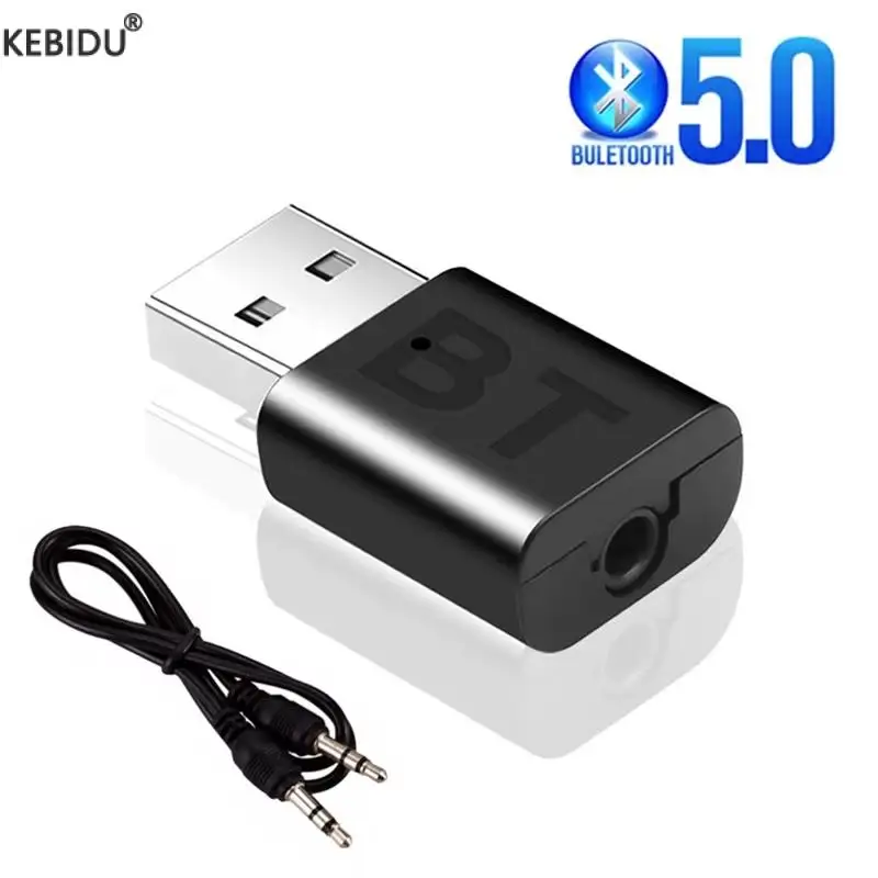 USB Bluetooth 5.0 Receiver Wireless Bluetooth Adapter 3.5mm AUX Jack for PC Car Music AUX Stereo Audio Adapter for TV Headphone