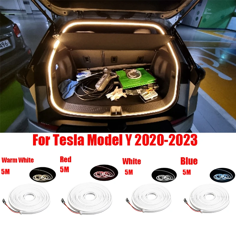 

For Tesla Model Y 21-On Car Trunk Atmosphere Lamp Strip Light Bar LED Strip Modified Lighting Waterproof Interior Decor Fitting