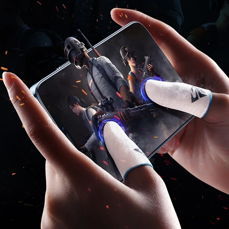 2 Stück atmungsaktive Gaming-Fingerärmel Spielhandschuhe Anti-Schweiß-Daumen-Fingerlinge Fingerspitzen-Abdeckung für mobile – Detail 7