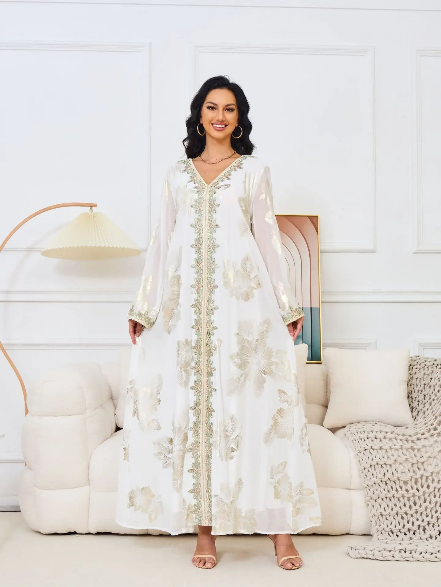 Eid Morocco Dress Party Muslim Abaya Dubai Luxury Gilding Belted Abayas for Women Kaftan Elegant Islam Evening Dresses Vestidos