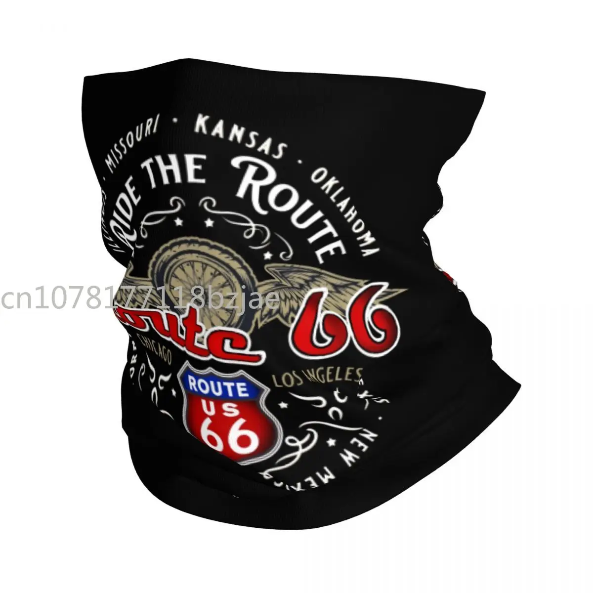 

Ride The Route 66 Bandana Neck Gaiter Windproof Face Scarf Cover Biker Motorcycle Cruise America Highway Headband Tube Balaclava