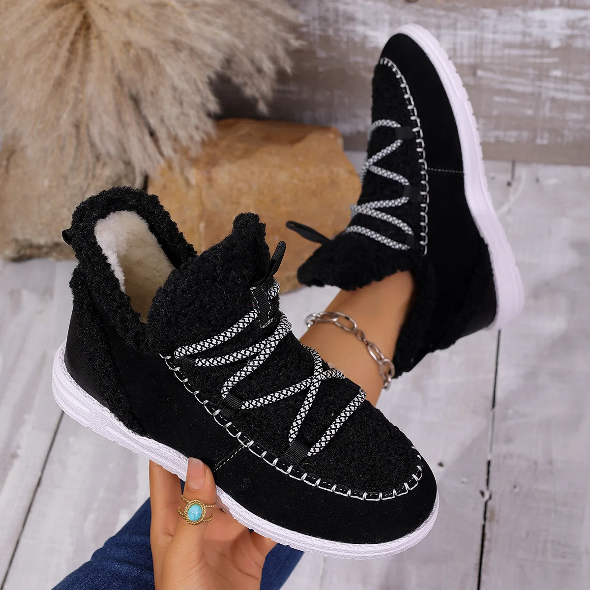 Women's New Winter Thick-soled Snow Boots, Women's Plush Plush Large Size Cotton Shoes, Casual and Comfortable High-top Shoes