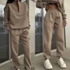 Casual Long Sleeve Sweatshirts and Trousers Fleece Two Piece Sets Lady Suit Women's Tracksuit Autumn Warm Hoodie 3