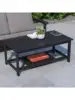 Two Tiered Commercial Grade Adirondack Coffee Table - Black Finish Poly Resin Wood - All-Weather - Slatted Shelf Design 4