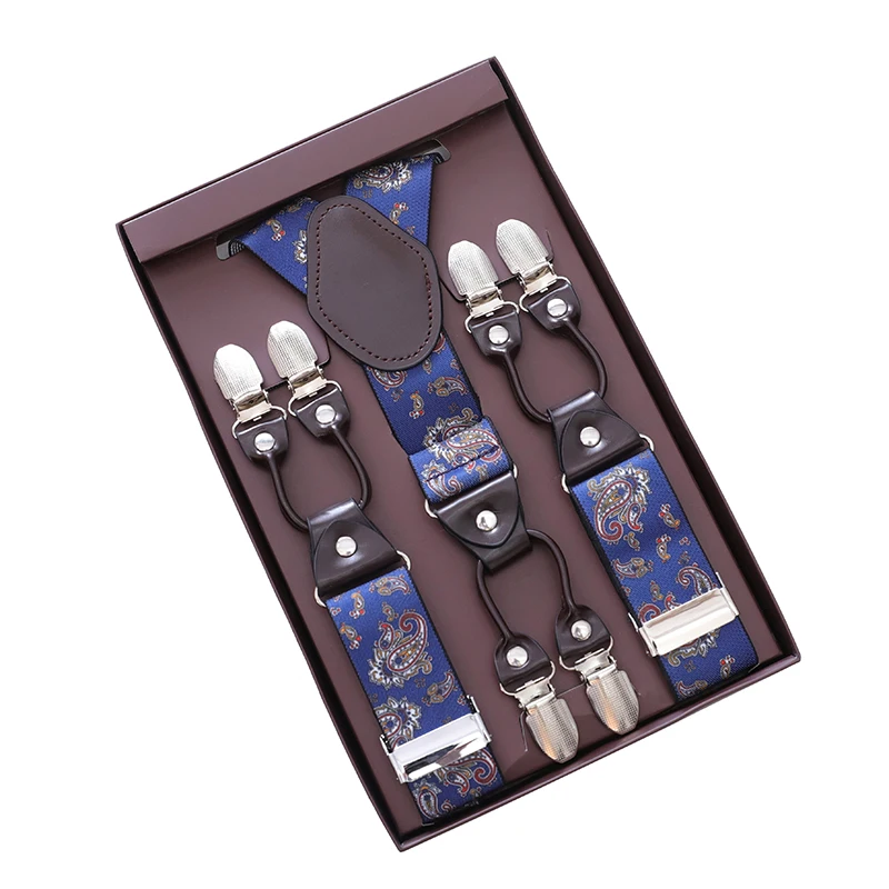 

Suspenders For Men Tuxedo Trouser Braces Father Husband Vintage Paisley Groom Groomsmen Wedding Party Y-Back 6 Metal Clips