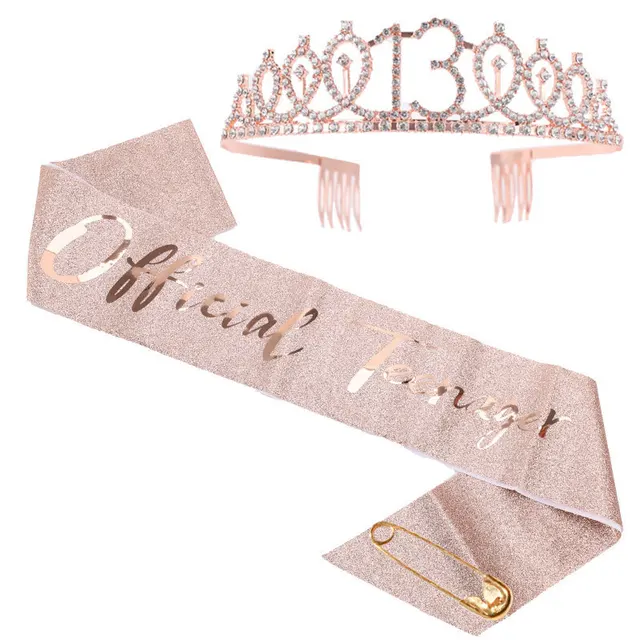 Birthday Sash Tiara Crown Set for Women Girls Sweet 10th 13th 15th 16th 18th 21th 30th 40th Birthday Party Decoration Favor Gift 2