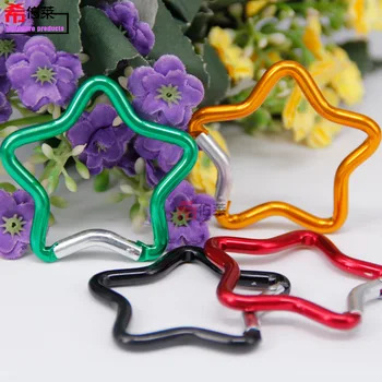 1 Pcs Five-pointed Star Shaped Aluminum Carabiner Key Chain Clip Outdoor Camping Keyring Hook Water Bottle Hanging Buckle